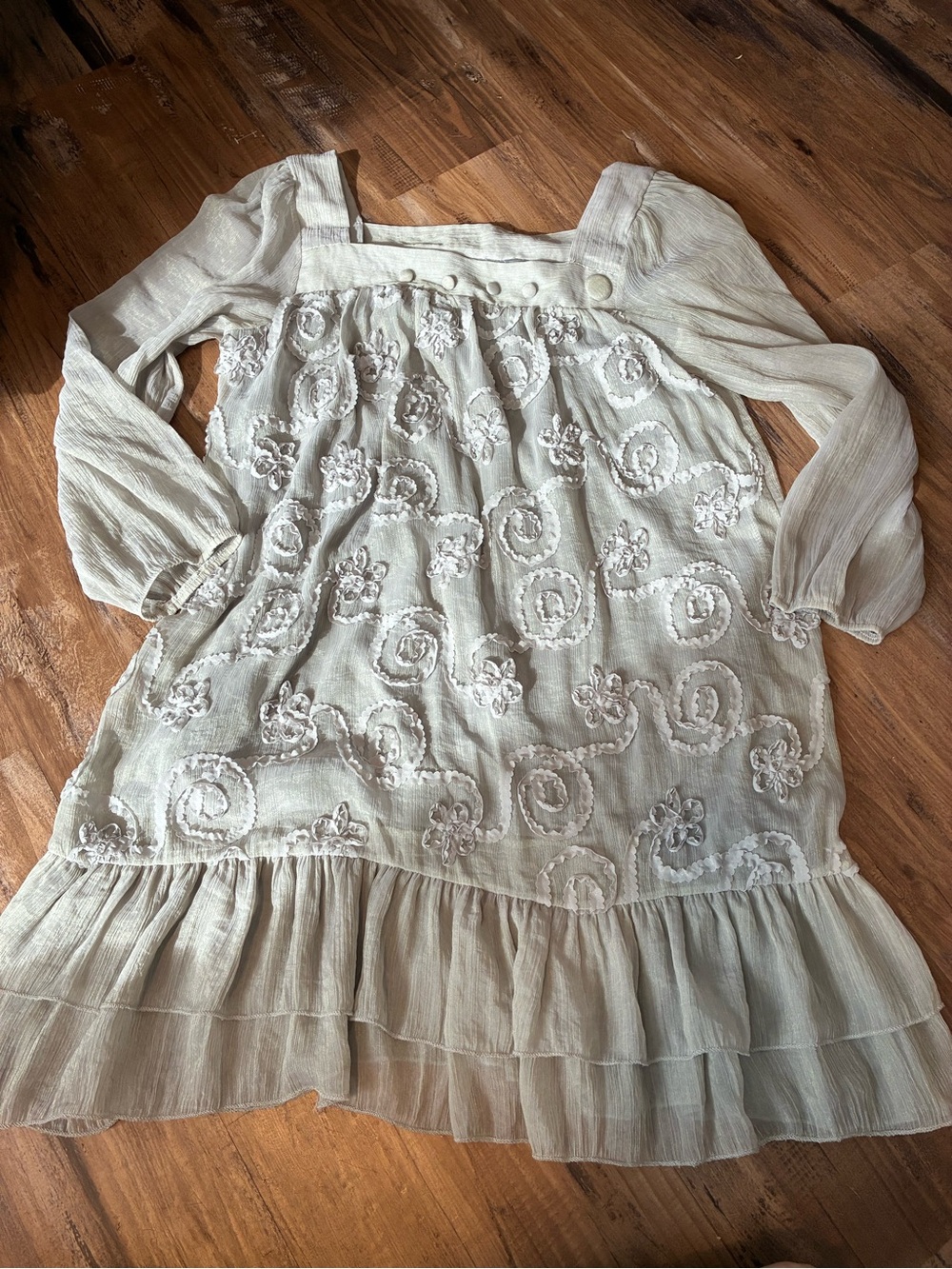 Whimsy S Tulle Twirly Swirly Tunic Embroidered Boho Peasant Top